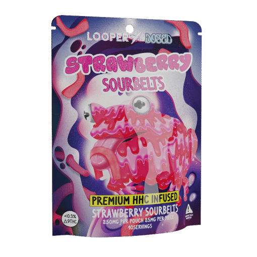 Strawberry Sour Belts HHC Infused Looper Gummies– 250mg